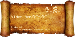 Vider Renátó névjegykártya
